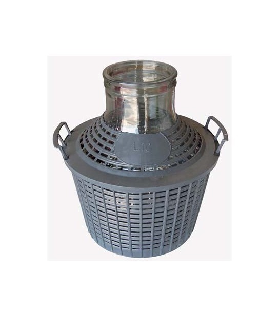 Damigiana Bocca Larga Vestita Vetro/Plt Lt 10