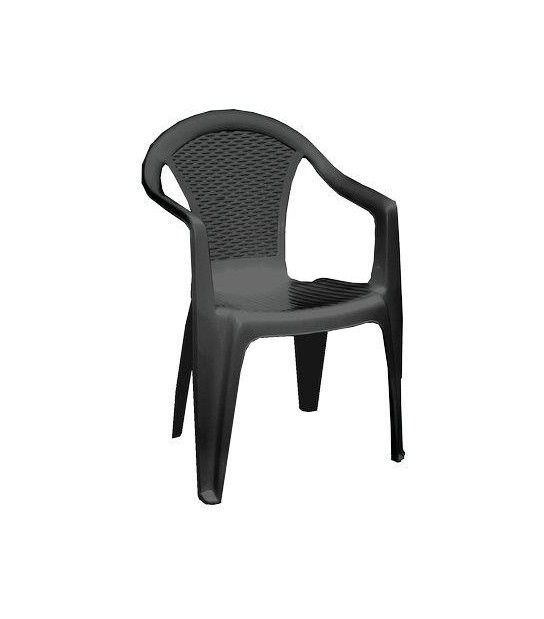 Progarden Sedia Rattan Kora + Braccioli Progarden Pp Antracite Cm 55X54 H.Cm 80