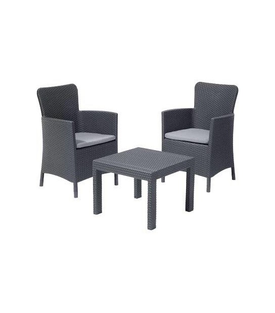 Keter Set Rattan Salvador Balcony Keter Pp Graphite Cf:Pz 3 + Cuscini