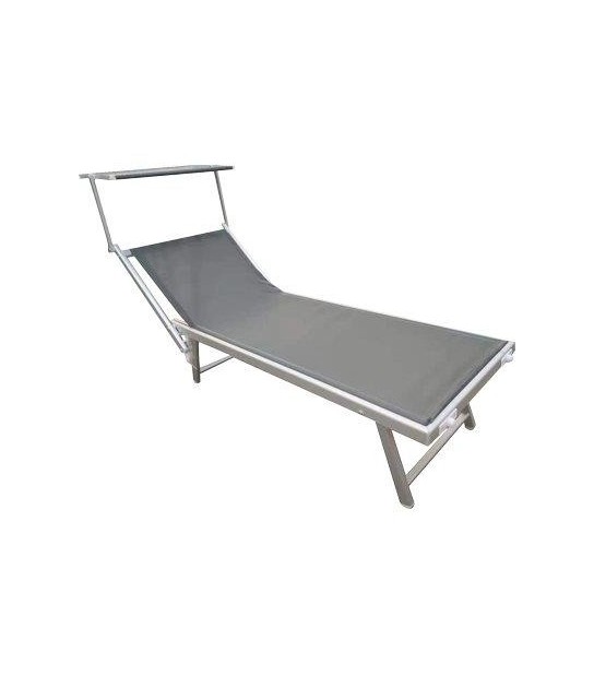 Domus Lettino Malibu New Pool Domus Alluminio/Text Tortora Cm 71X188 H.Cm 41