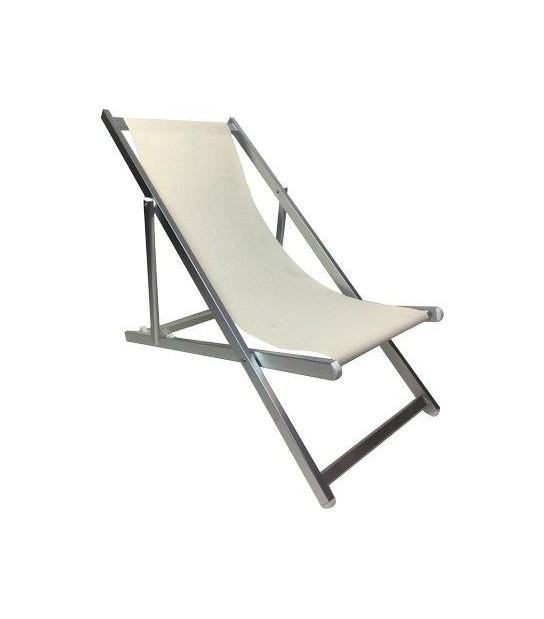 Domus Sdraio Ostia Domus Alluminio/Text Bianco Cm 83X57H.Cm 108