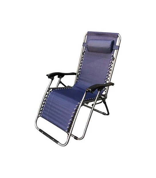 Domus Sdraio Virtus Domus Acciaio/Text Blu Cm 90/165X65 H.Cm 112