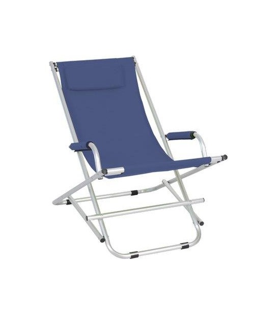 Domus Sdraio Dondolino Domus Alluminio/Poly Blu Cm 99X60H.Cm 73