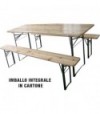 Domus Set Tavolo + Panche Birreria 2 Gambe Domus Legno/Acciaio Cm 120X60 H.Cm 76 Cf:Pz 3