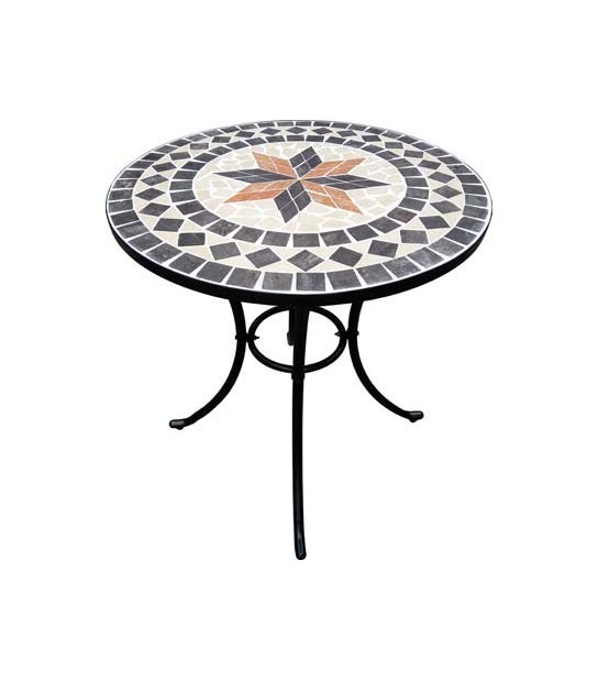 Domus Tavolo Mosaico Capri Domus Cm 60 H.Cm 70 Base Acciaio Vern