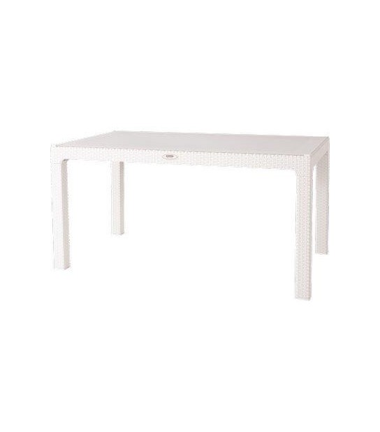 Domus Tavolo Rattan Kreta Domus Pp Bianco Cm 120X70 H.Cm 78