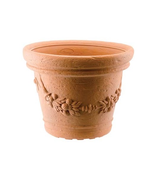Di Martino Vaso Tondo Elios Pottery Collection Gdm Resina Terracotta Cm 50 H.Cm 39