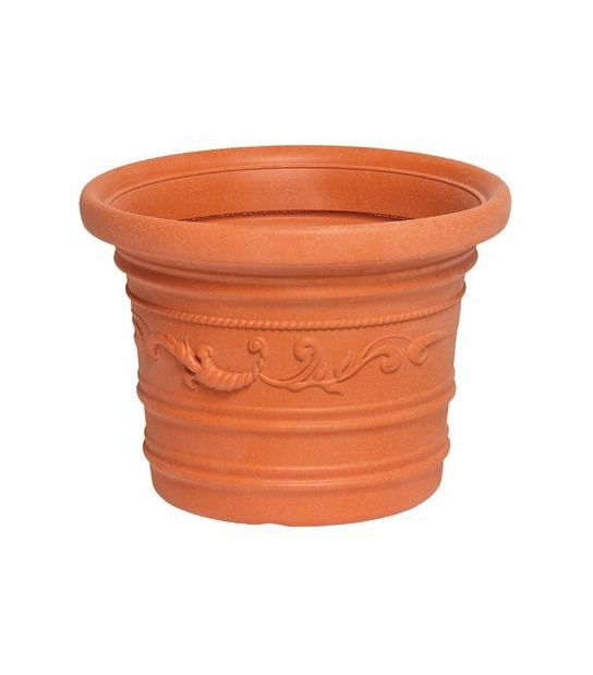 Vaso Tondo Festonato Prestige Resina Terracotta Cm 45 H.Cm 35