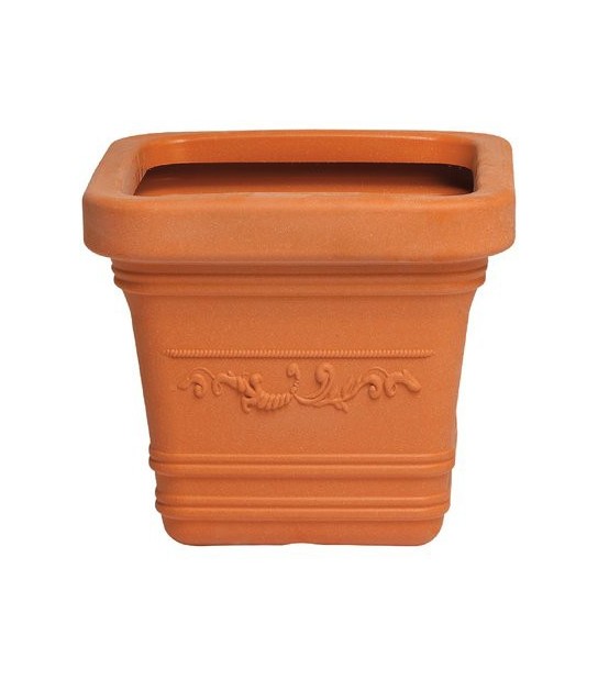Vaso Quadro Festonato Prestige Resina Terracotta Cm 40X40 H.Cm 35