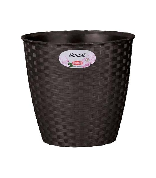 Stefanplast Vaso Rattan Tondo Natural Stefanplast Pp Moka Cm 24 H.Cm 22,5