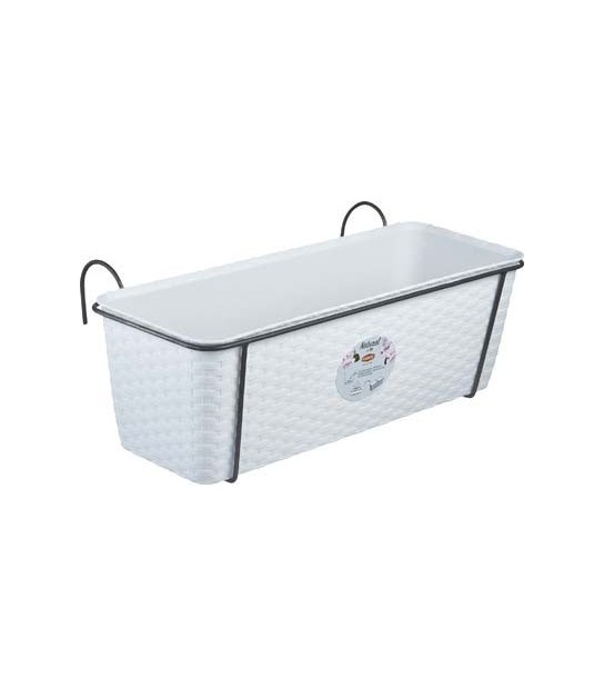 Stefanplast Cassetta + Riserva +Balconiera Natural Stefanplast Pp Rattan Bianco Cm 50X18 H.Cm 16