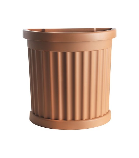 Bama Vaso Mezzotondo Roma + Sottovaso Bama Pp Terracotta Cm 27X52 H.Cm 49