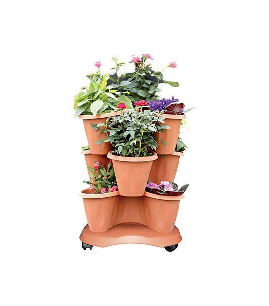 Bama Vaso Trifoglio + Sottovaso + Ruote Bama Pp Terracotta D.Cm 40 H.Cm 51 Cf:Pz 3