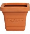 Vaso Quadro Festonato Prestige Resina Terracotta Cm 40X40 H.Cm 35