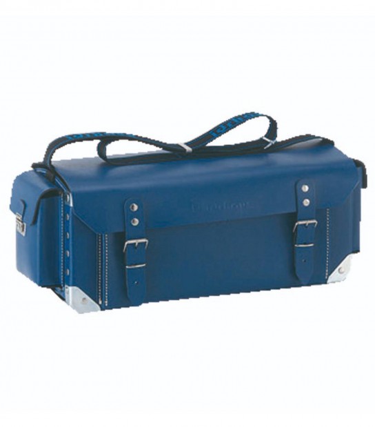 Borsa Valigia per Idraulico in Vero Cuoio Blu L 46 x P 18,5 x H 18 cm