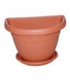 Ics Vaso + Sottovaso Mezzotondo Mimosa Ics Pp Terracotta Cm 30X20 H.Cm 22