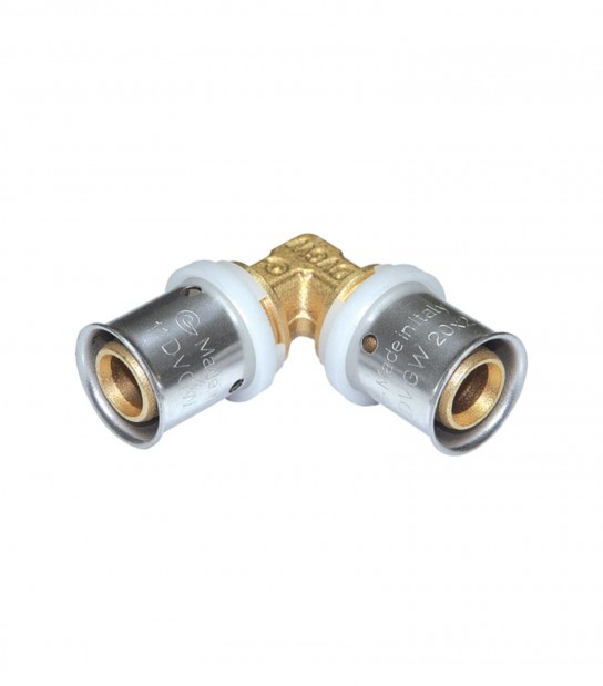 Raccordo Curvo Gomito 90° a pressare in Ottone per Tubo Multistrato 32 X 3
