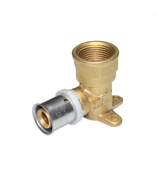 Raccordo a Gomito 90° Flagiato a pressare in Ottone per Tubo Multistrato 20 x 2 - 1/2"