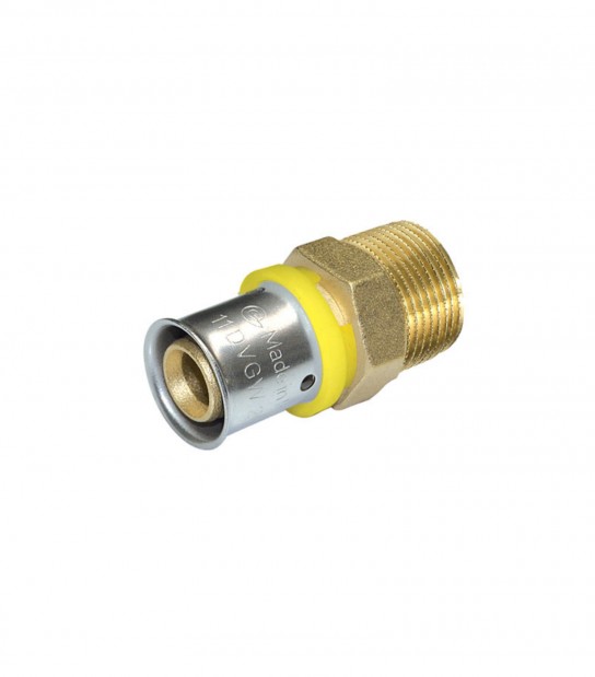 Raccordo Diritto Maschio in Ottone per Tubo Gas Multistrato 20 x 2 - 1/2"