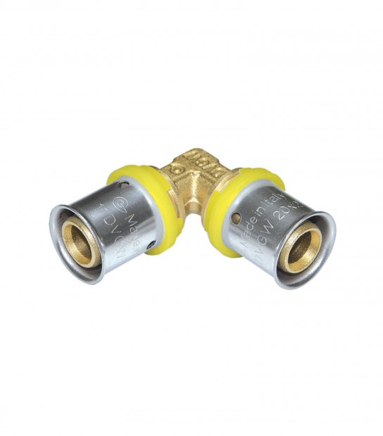 Raccordo Curvo Gomito 90° a pressare in Ottone per Tubo Gas Multistrato 20 x 2