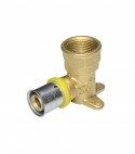 Raccordo a Gomito 90° Flangiato a pressare in Ottone per Tubo Gas Multistrato 26 x 3 - 3/4"