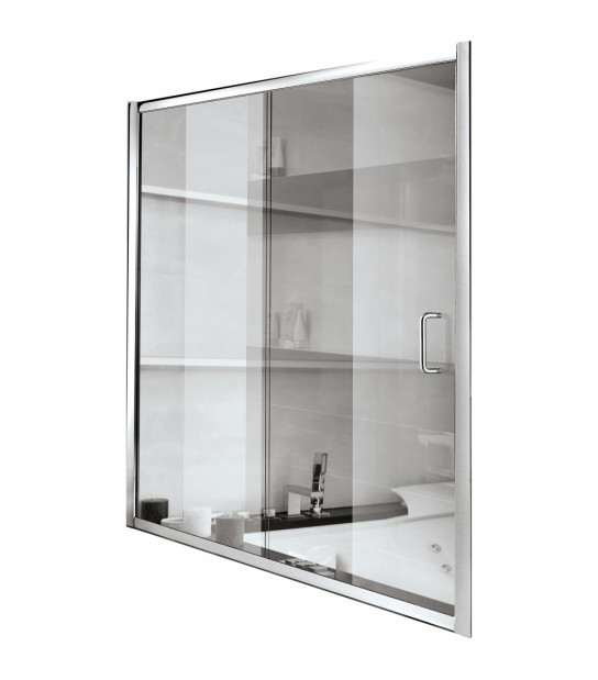 Parete Sopravasca A 1 Anta Scorrevole E 1 Fissa Vetro Trasparente Sp.4 Mm P.Cromo 158-162 - Ap.58 Cm