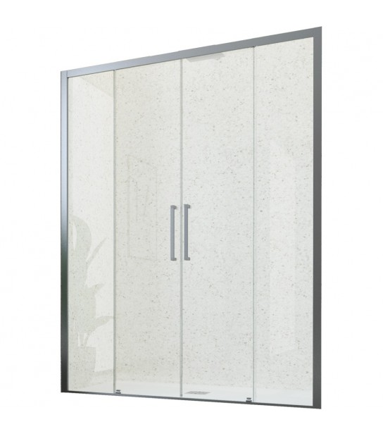 Porta Doccia A 2 Ante Fisse E 2 Scorrevoli Essence Vetro Trasparente 155,5-160 Cm Ap.66
