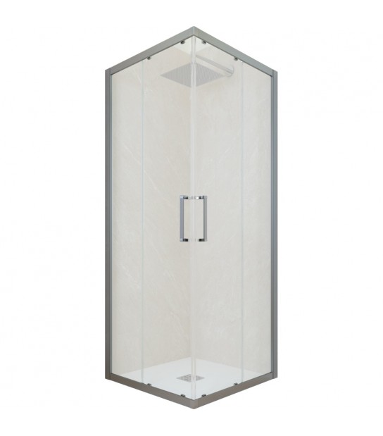 Lato Per Box Doccia Angolare Kuadro 1 Anta Fissa E 1 Scorrevole Vetro Trasparente 77,5-80 Cm