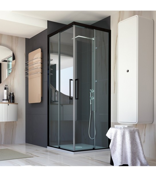 Lato Per Box Doccia Angolare Essence Nero Opaco 1 Anta Fissa E 1 Scorrevole 97,5-100 Cm Sx
