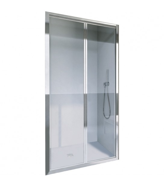 Porta Doccia A 2 Ante Battenti Fast 2.0 Vetro Trasparente Profilo Cromo 98,5 - 102,5 Cm