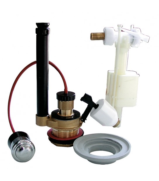 Meccanismo Di Scarico Con Pulsante, Kit Monoblocco E Galleggiante Silent Laterale 3/8 - Ottone