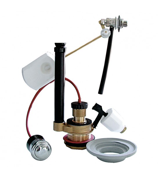 Meccanismo Di Scarico Con Pulsante, Kit Monoblocco E Galleggiante Asta Laterale 3/8 - Ottone