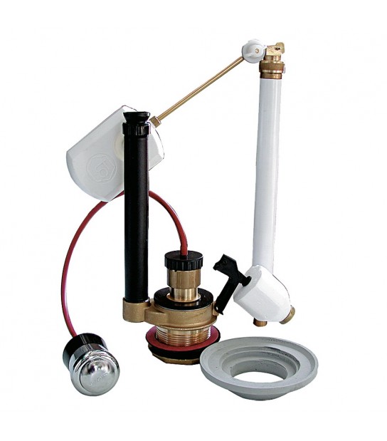 Meccanismo Di Scarico Con Pulsante, Kit Monoblocco E Galleggiante Asta Inferiore 3/8 - Ottone