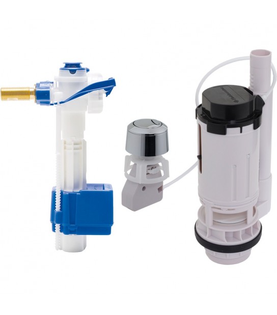 Kit Valvola Di Riempimento 747 + Valvola Di Scarico 550 Per Monoblocco 3/8 - Ottone