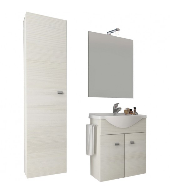 Mobile Da Bagno Zaffiro Rovere Bianco Base Cm 58 + Lavabo