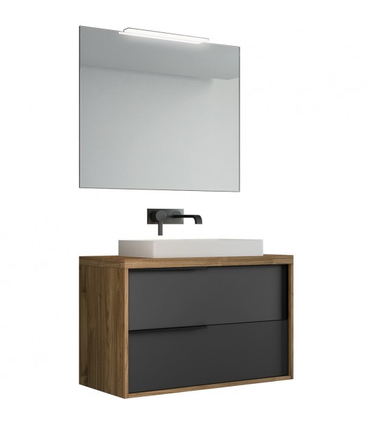 Mobile Da Bagno Iside 100 Noce/Grafite/Opaco Base Sospesa 100 Cm