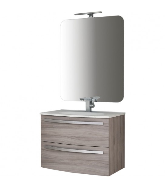 Mobile Da Bagno Bond 03 Larice Specchiera 100X90 Cm + Lampada