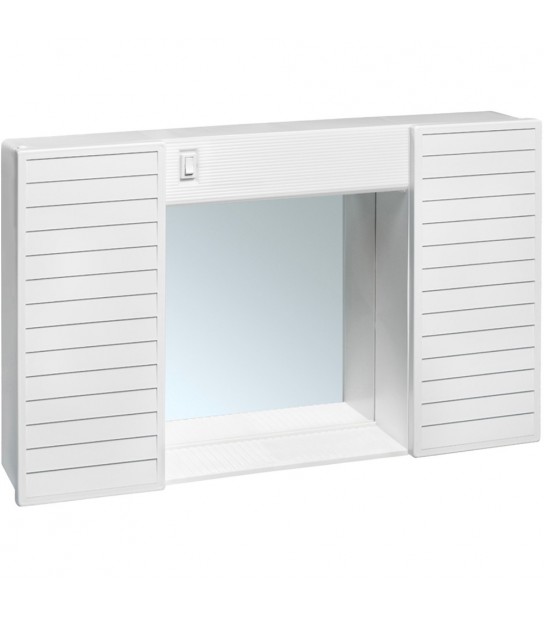 Specchiera Con 2 Ante E Luce Toilette L.50 X H.37 X P.12 Cm