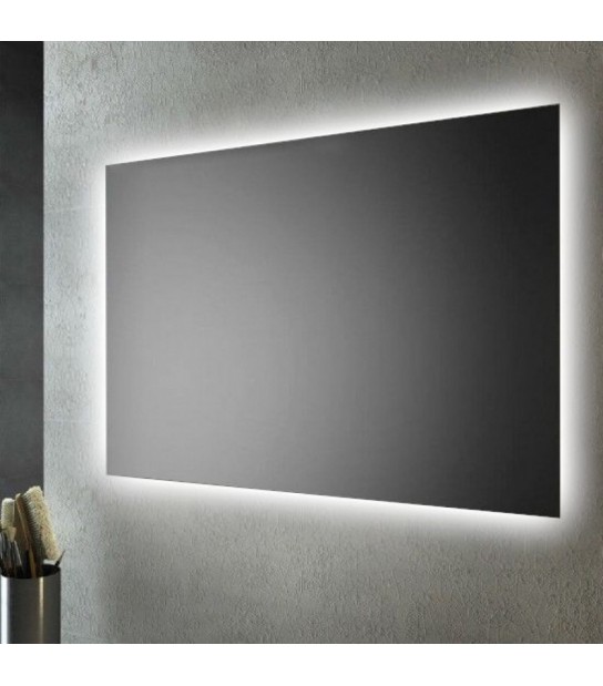 Specchio Rettangolare Filo Lucido Con Fascia Perimetrale A Led Retroilluminante L.100 X H.70 Cm