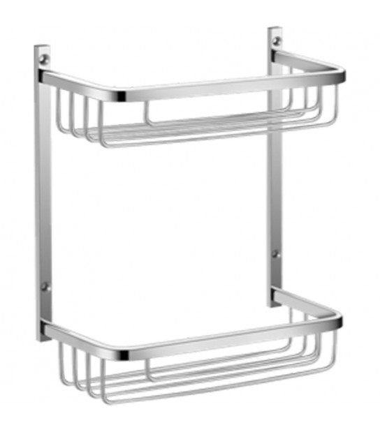 Mensola Portaoggetti Basket 2 Ripiani Cromo