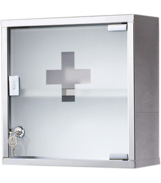 Armadietto Farmacia Con Serratura Joker Acciaio Inox/Vetro