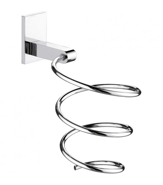 Porta Asciugacapelli Con Placca Quadra Cromo Lucido