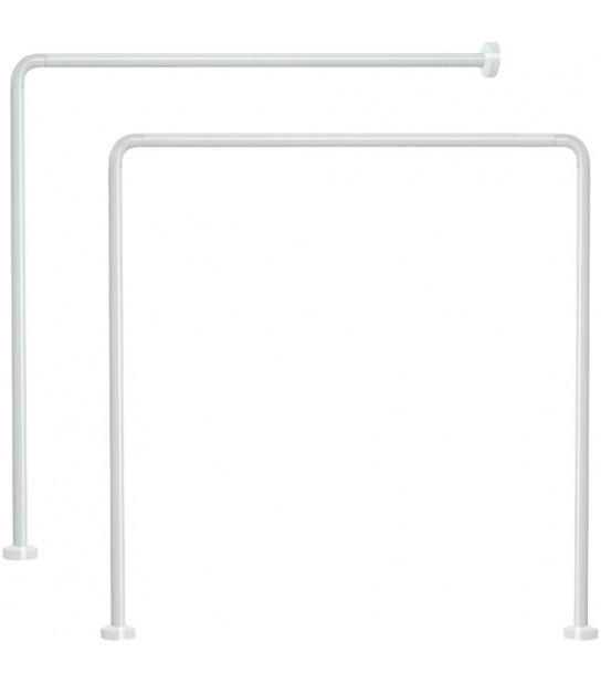 Asta Per Tenda Doccia E Vasca Bianco 80X80 Cm - 2 Lati