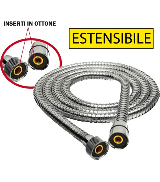 Flessibile Doccia Conico Estensibile In Acciaio Cromato 1/2 X 1/2 Cm 150-200