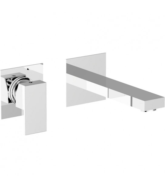 Batteria Lavabo Incasso A Parete Pillar Cromo + Piletta Click Clack