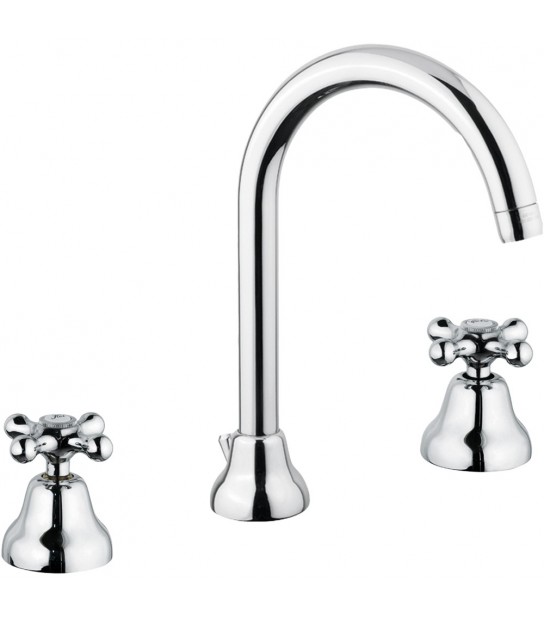 Batteria Lavabo Bocca Alta Rome Cromo + Piletta 11/4