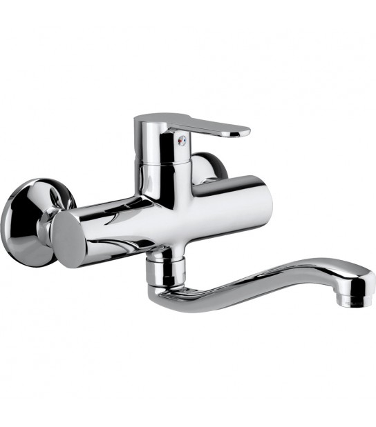 Miscelatore Lavello A Parete Canna Tubo Serpente Blu Cromo