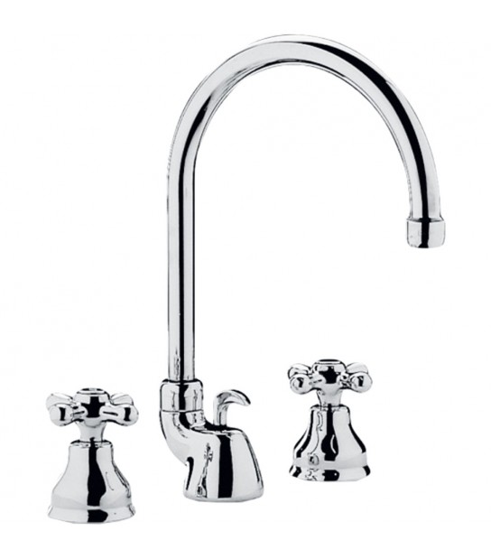 Batteria Lavabo A Bocca Alta Iris Bronzo + Piletta 11/4