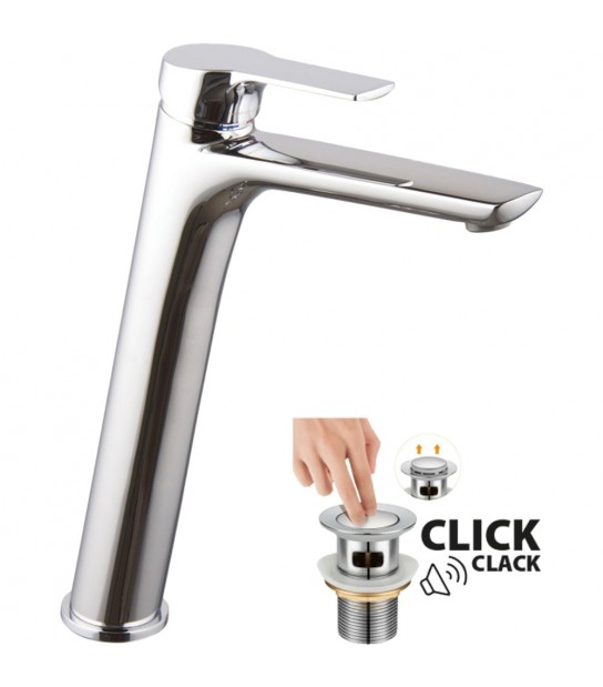 Miscelatore Lavabo Alto Serie 4 Con Leva Chiusa Cromo + Piletta 11/4