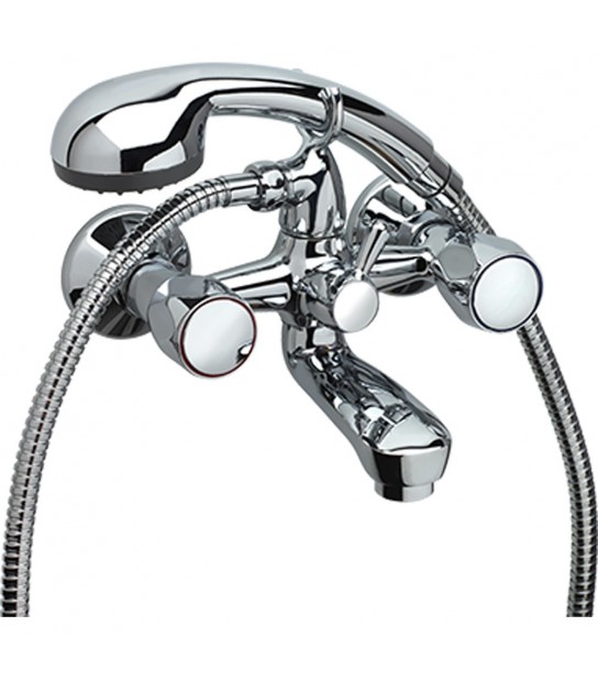 Miscelatore Vasca Esterno Tradizionale Cromo + Set Doccia
